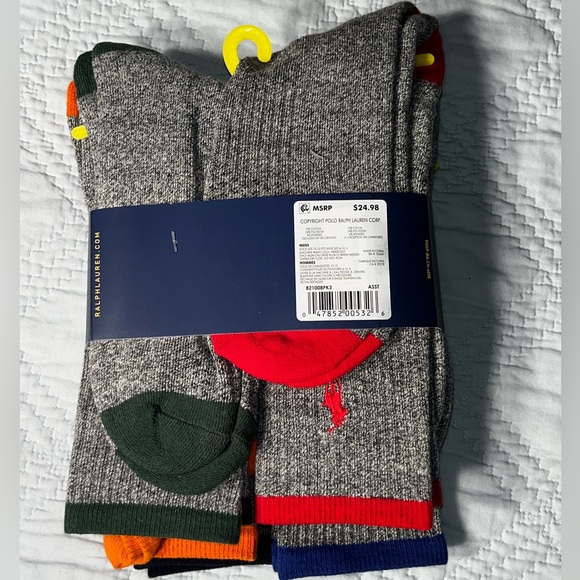 $29 Men’s 6 PACK POLO RALPH LAUREN TECHNICAL SPORT CUSHIONED SOLE CREW SOCKS - Picture 6 of 8